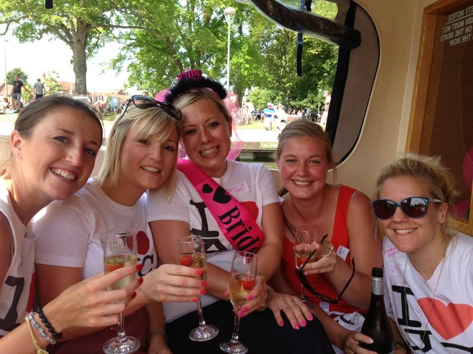 A hen party enjoying a private cruise on the River Avon